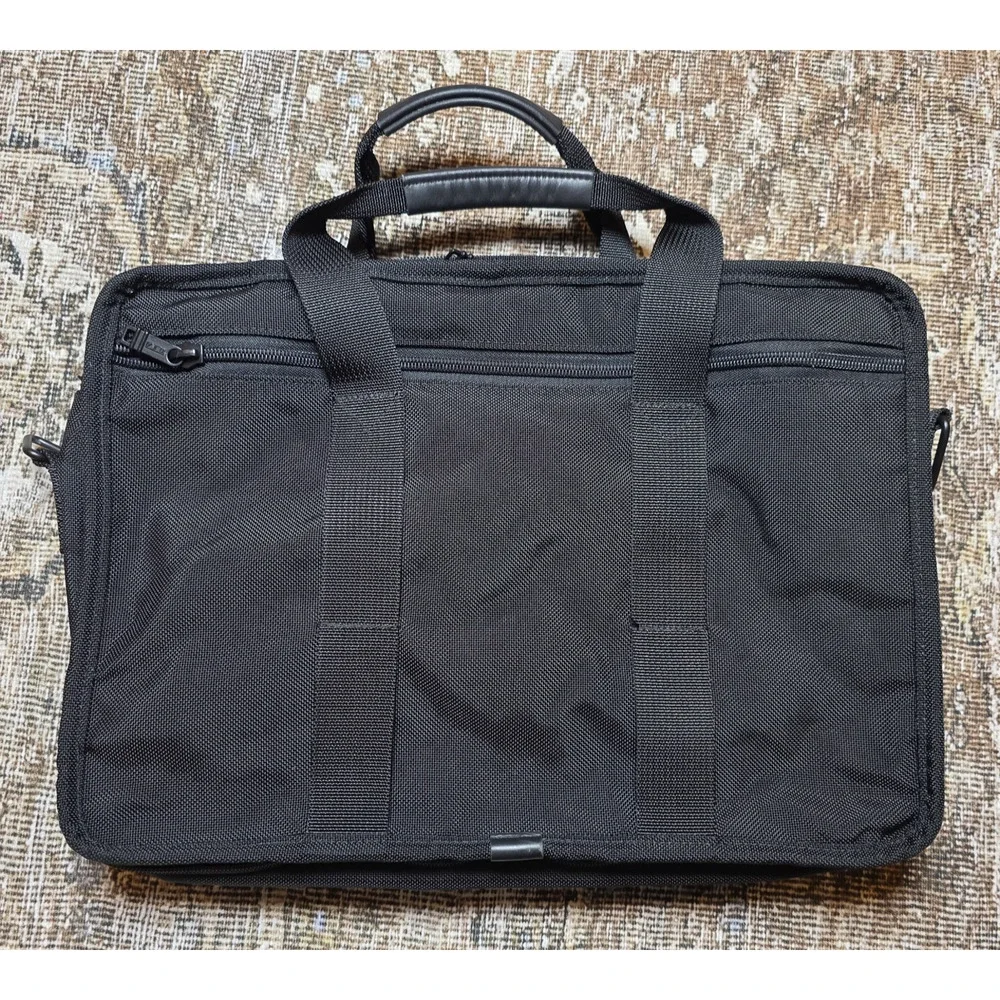 TUMI Ballistic Nylon Black Laptop Briefcase Messenger Bag Expandable Strap